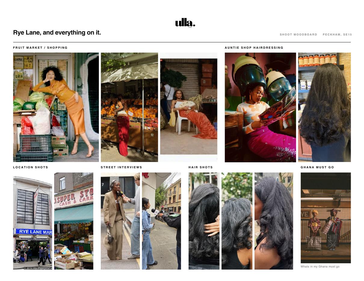 Complete original ULLA Rye Lane campaign moodboard